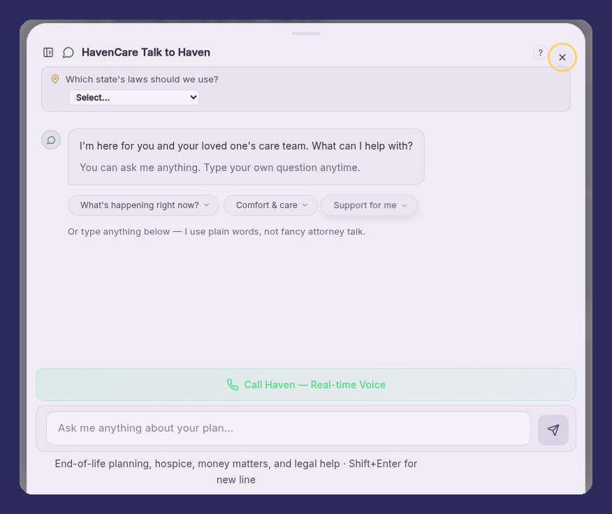 A conversation with Haven on the web